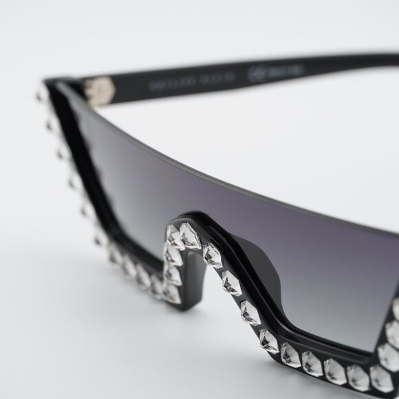 Philipp Plein SPP031S 0700 Sunglasses Black Shield Frame, Grey Lenses - Picture 3 of 11